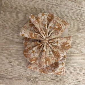 Boho Patterned Head-Wrap Bow - Beige